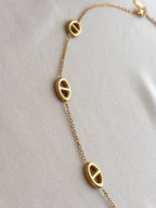 Collier Maille Marine Doré à 7 Breloques en Acier Inoxydable