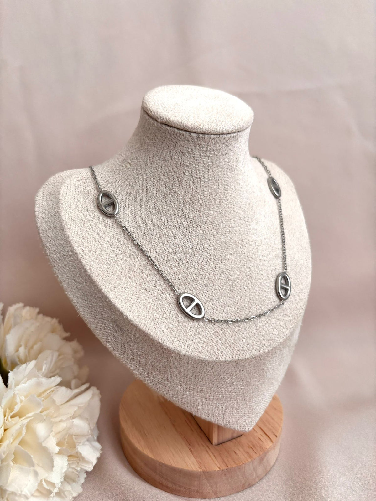 Collier à Breloque Maille Marine Argenté en Acier Inoxydable