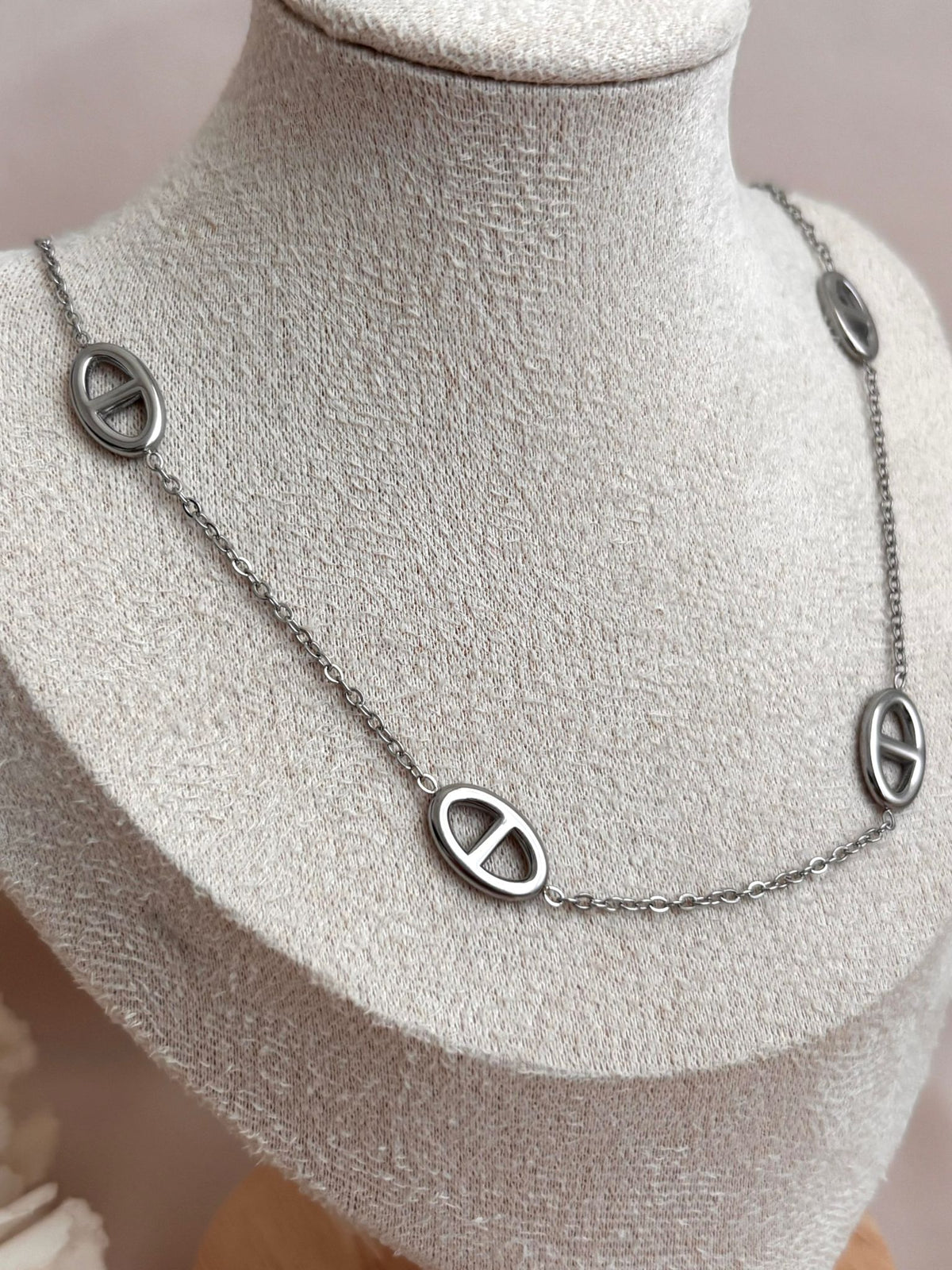 Collier à Breloque Maille Marine Argenté en Acier Inoxydable
