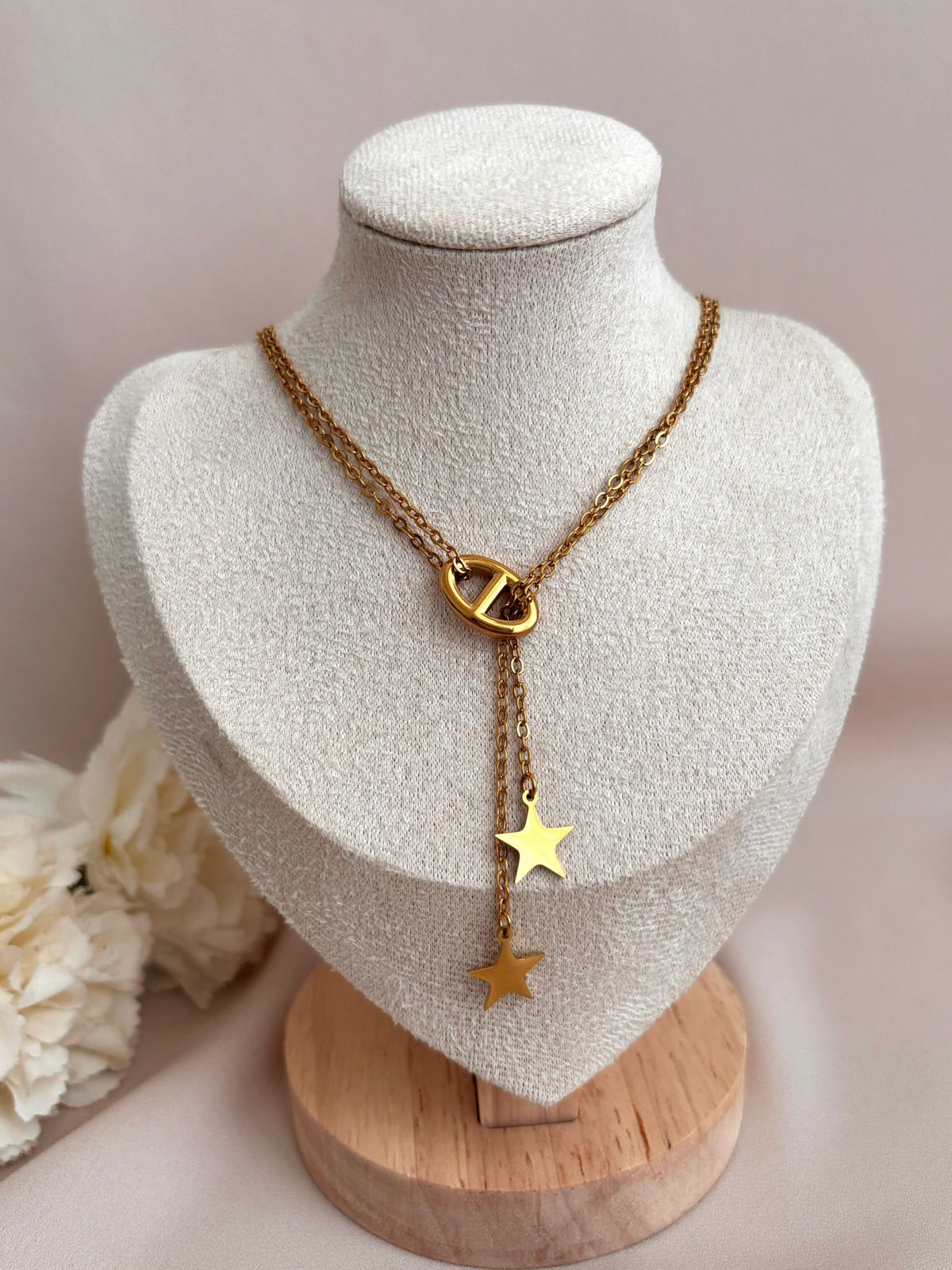 Collier Y Maille Marine Étoile en Acier Inoxydable