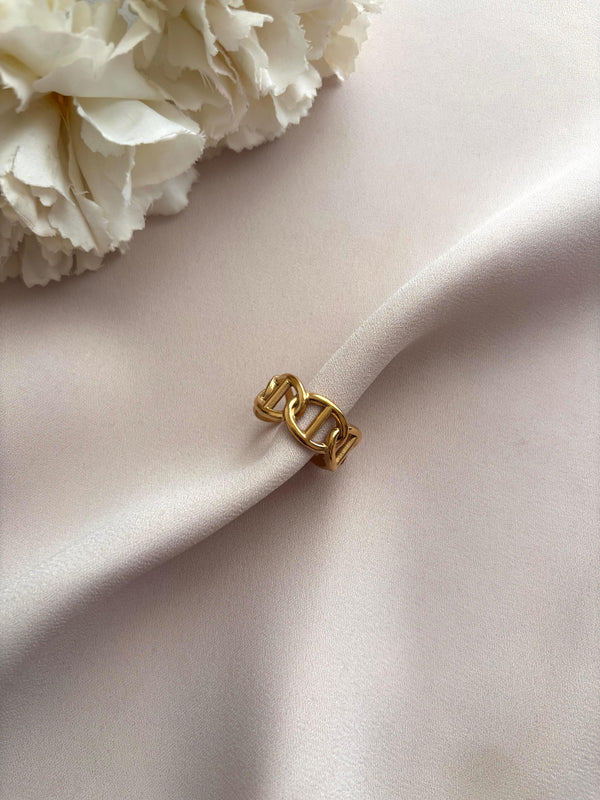 Bague Maille Marine Dorée Réglable en Acier Inoxydable
