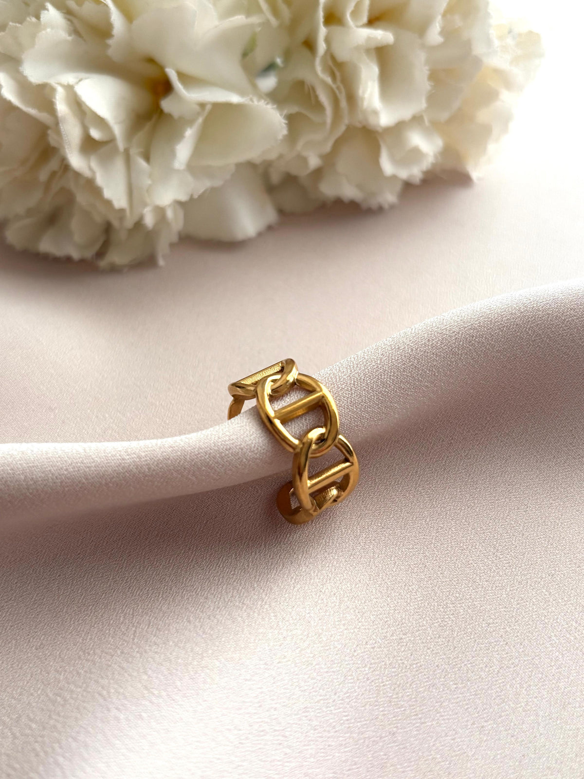 Bague Maille Marine Dorée Réglable en Acier Inoxydable