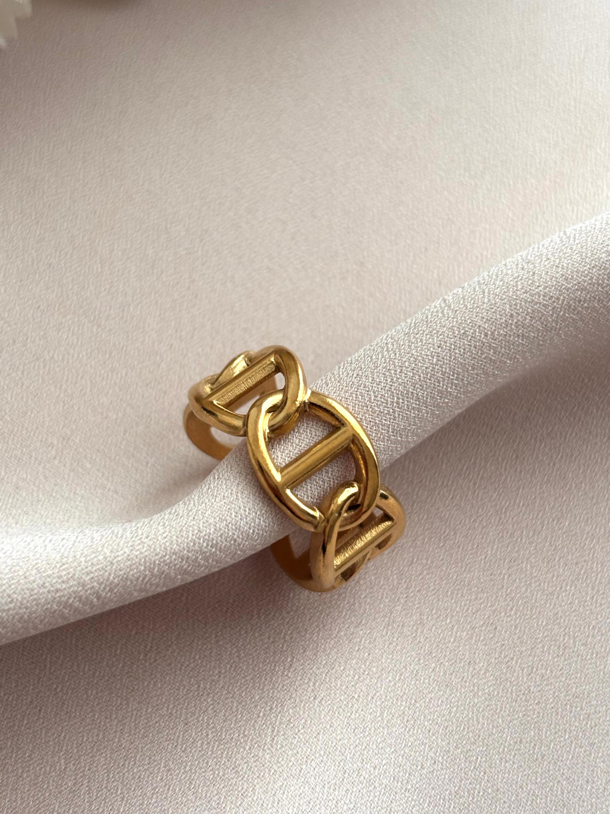 Bague Maille Marine Dorée Réglable en Acier Inoxydable