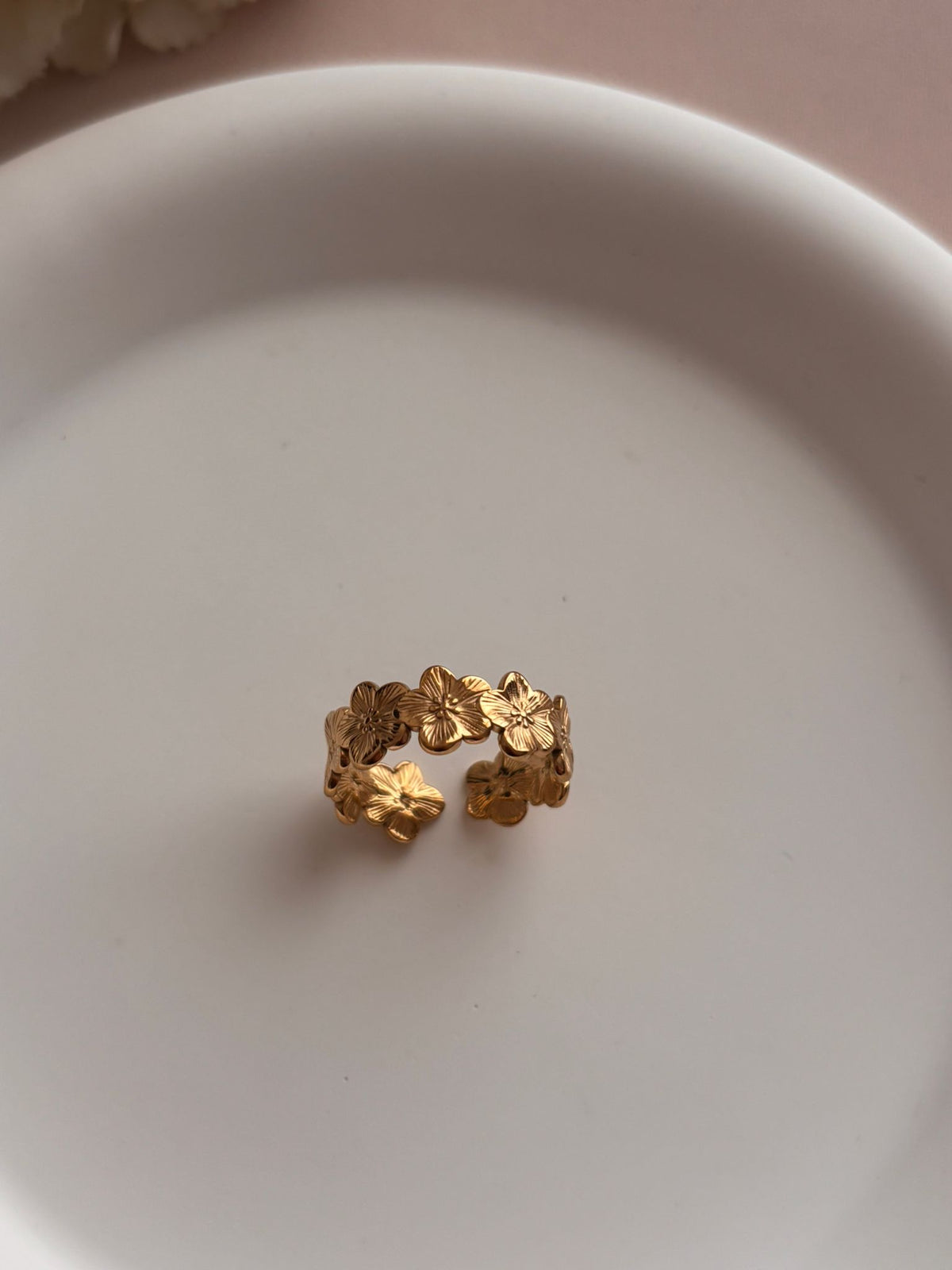 Bague Fleur Fine Ajustable en Acier Inoxydable