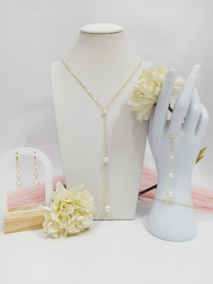 Parure collier de dos 3 perles