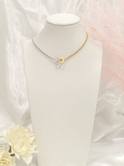 Collier anneaux bicolore ~acier inoxydable~