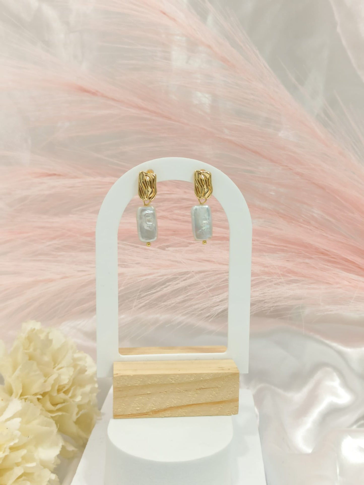 Boucles d'oreilles baroque perle d'eau douce ~acier inoxydable~