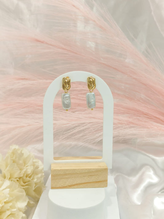 Boucles d'oreilles baroque perle d'eau douce ~acier inoxydable~