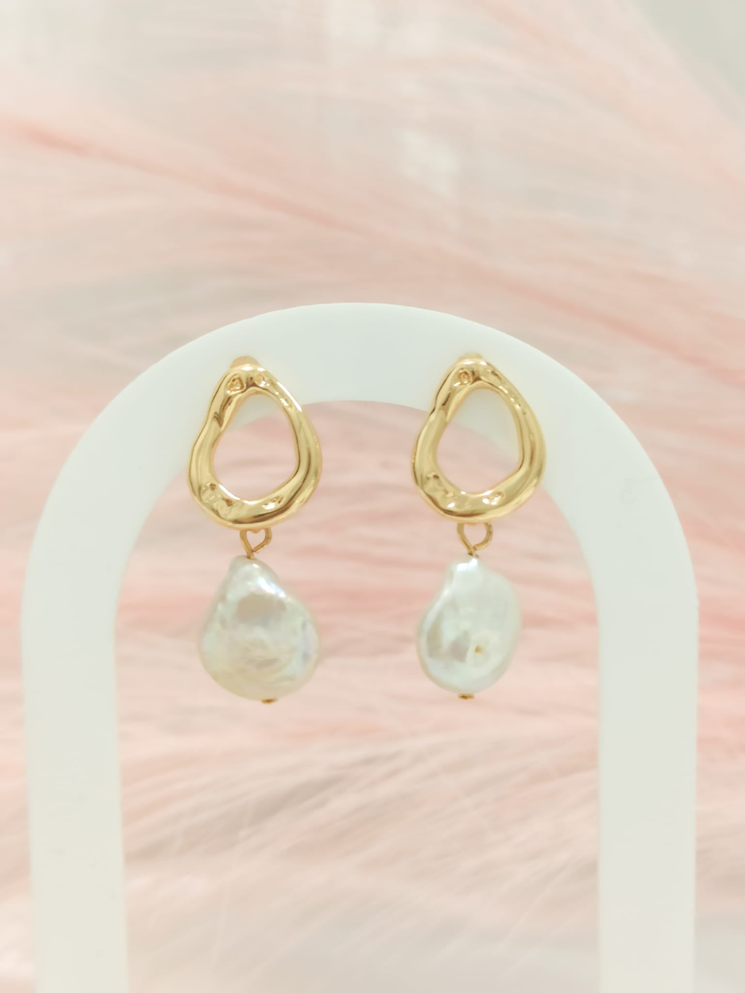 Boucles d'oreilles baroque perle d'eau douce ~acier inoxydable~