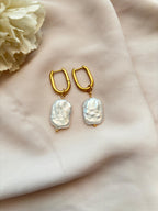 Boucles d'oreilles baroque perle d'eau douce ~acier inoxydable~