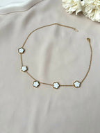 Collier fleur ~acier inoxydable~ blanc