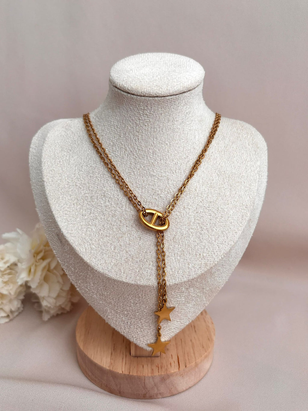 Collier Y Maille Marine Étoile en Acier Inoxydable
