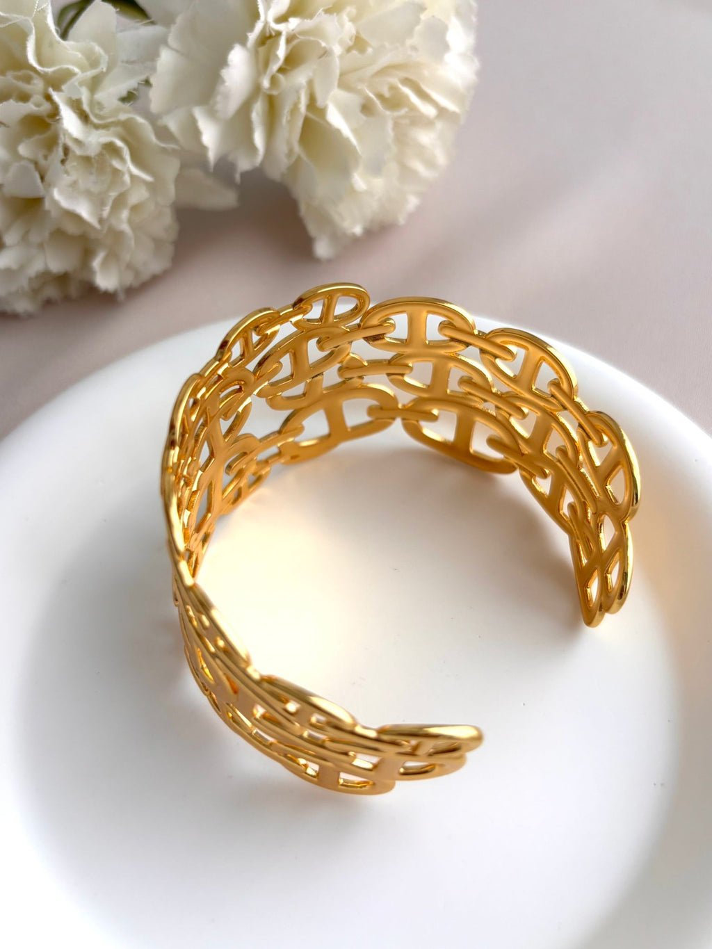 Bracelet manchette maille marine doré