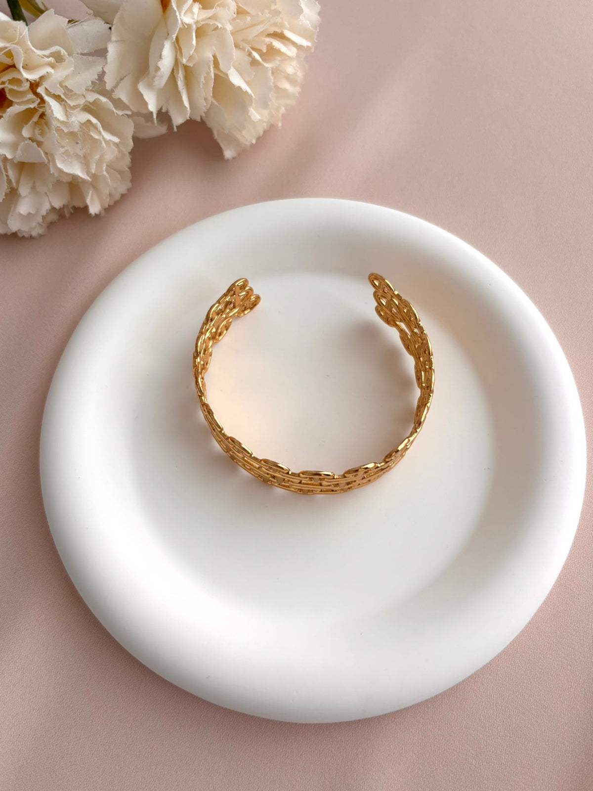 Bracelet Manchette Maille Marine Triple Rang Doré en Acier Inoxydable