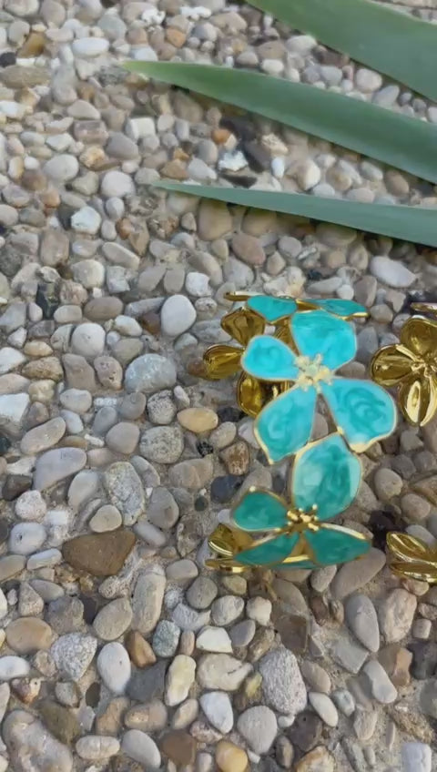 Bracelet fleur émaillé blanc