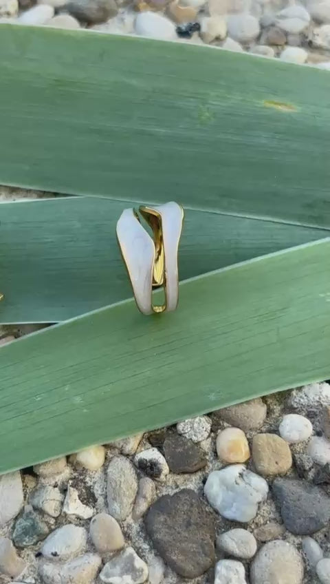Bague émail blanche