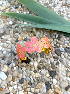 Bracelet fleur émaillé orange