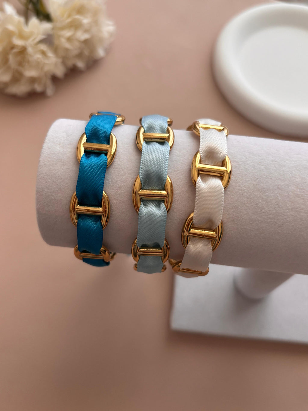 Trio de Joncs Maille Marine avec Ruban – Combinaisons de Couleurs