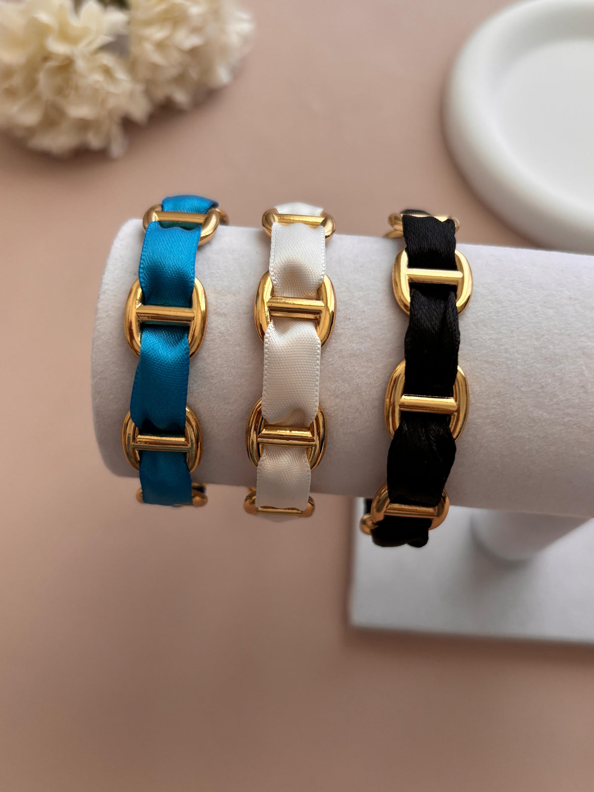 Trio de Joncs Maille Marine avec Ruban – Combinaisons de Couleurs