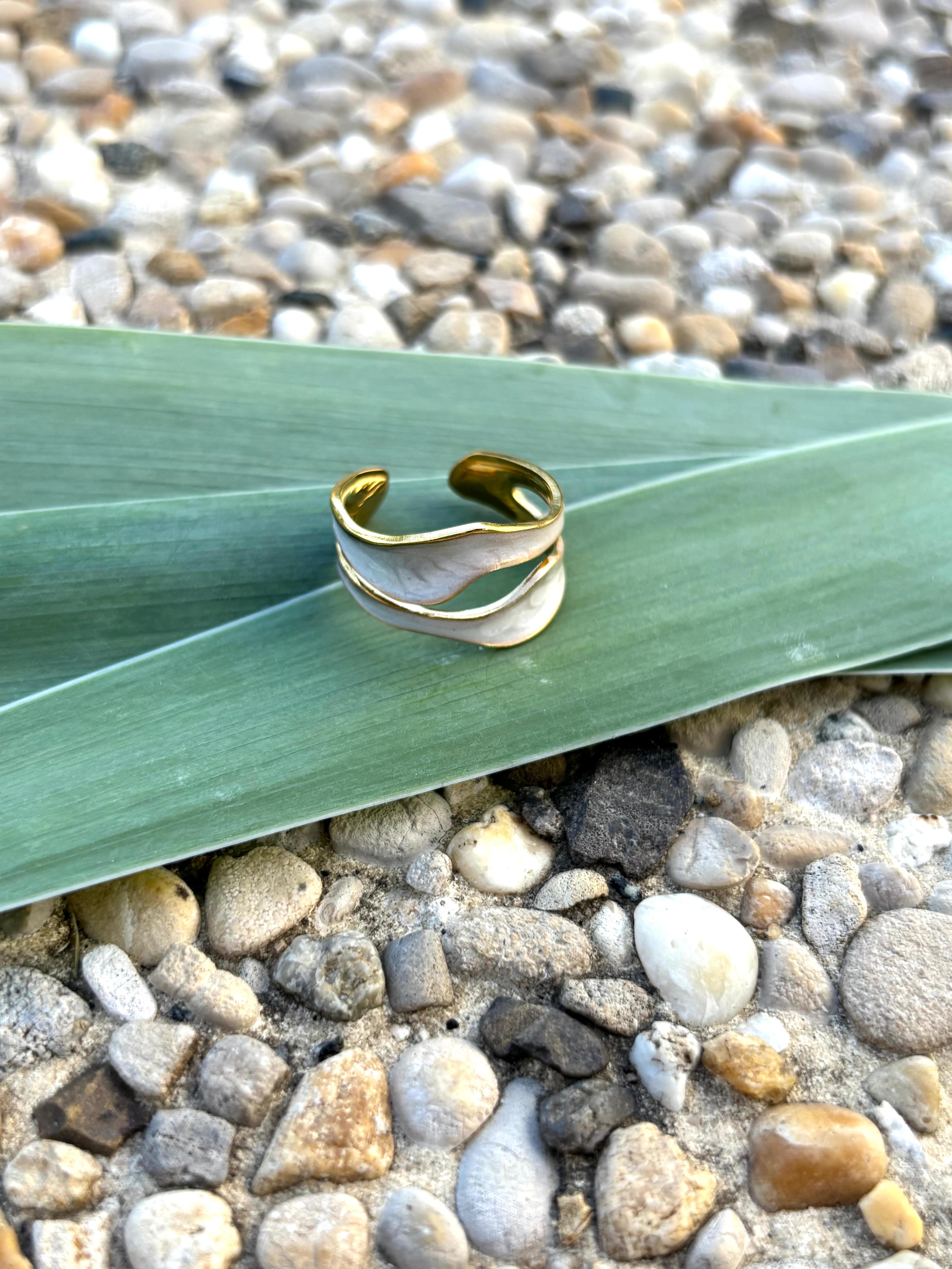 Bague émail blanche