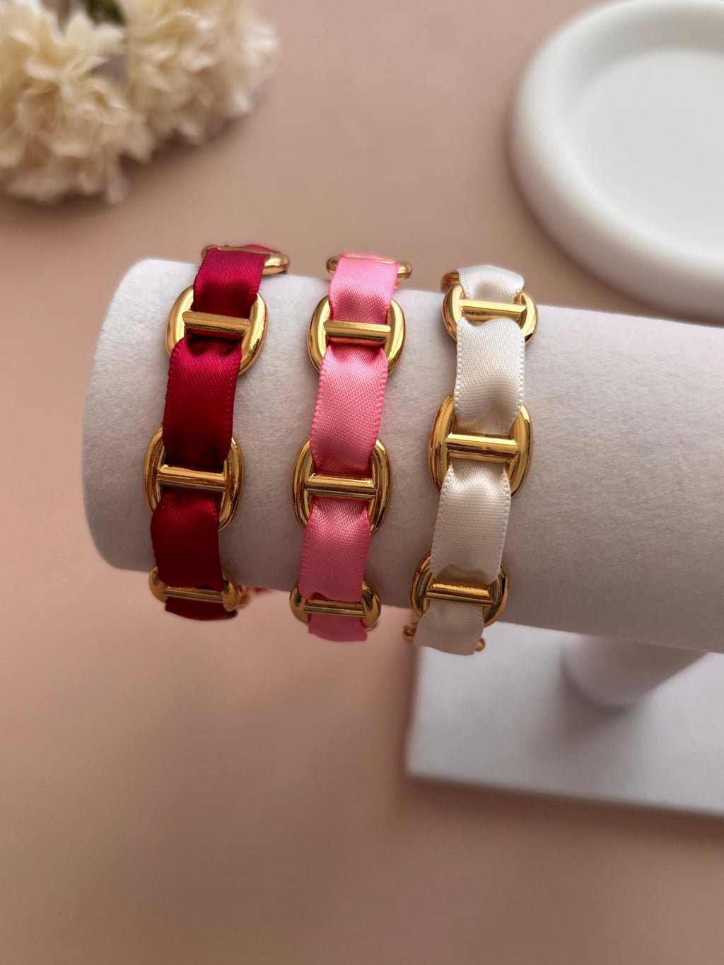 Trio de Joncs Maille Marine avec Ruban – Combinaisons de Couleurs