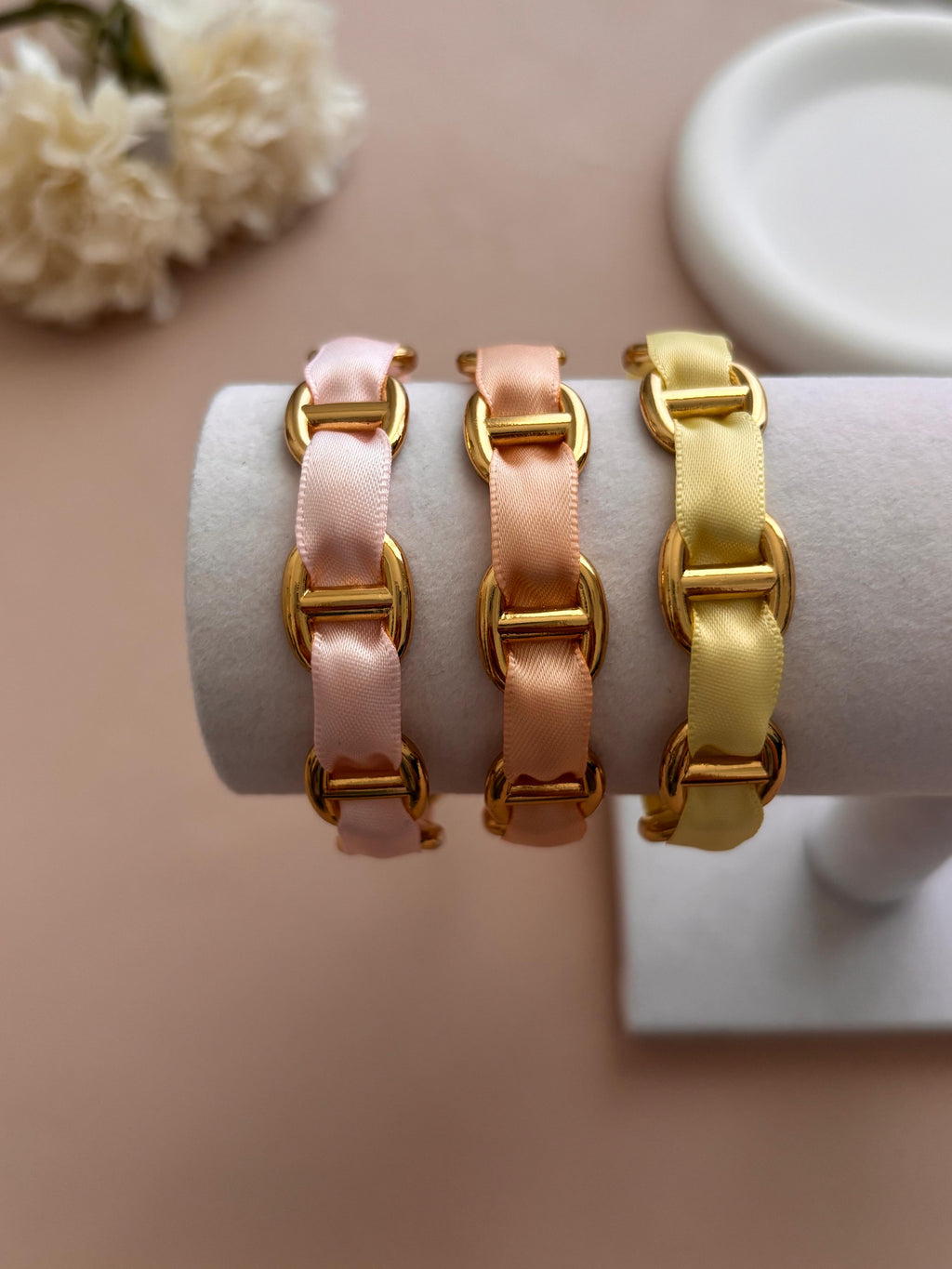 Trio de Joncs Maille Marine avec Ruban – Combinaisons de Couleurs