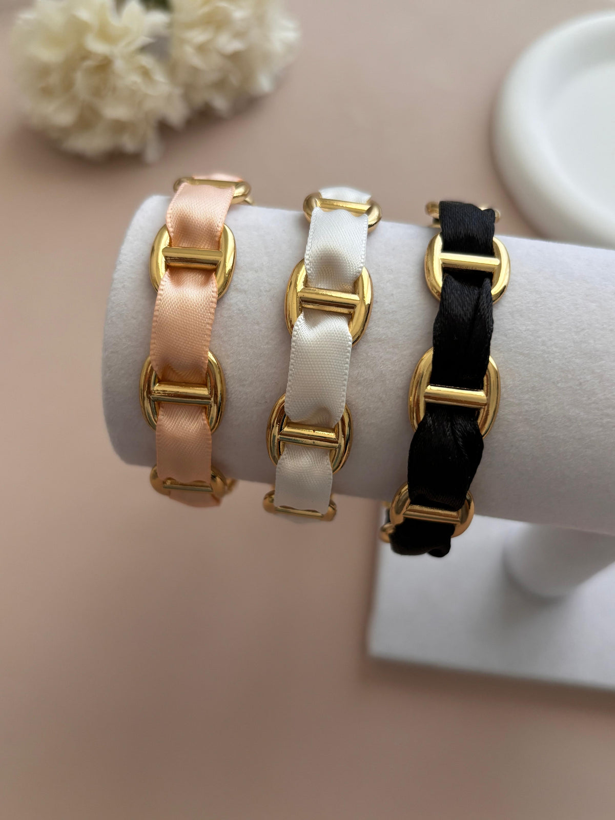 Trio de Joncs Maille Marine avec Ruban – Combinaisons de Couleurs