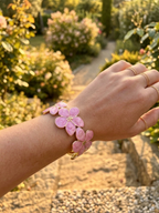 Bracelet fleur émaillé rose