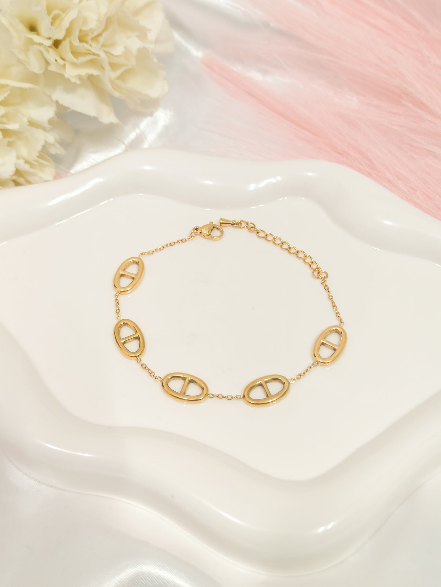 Bracelet breloque maille marine ~acier inoxydable~