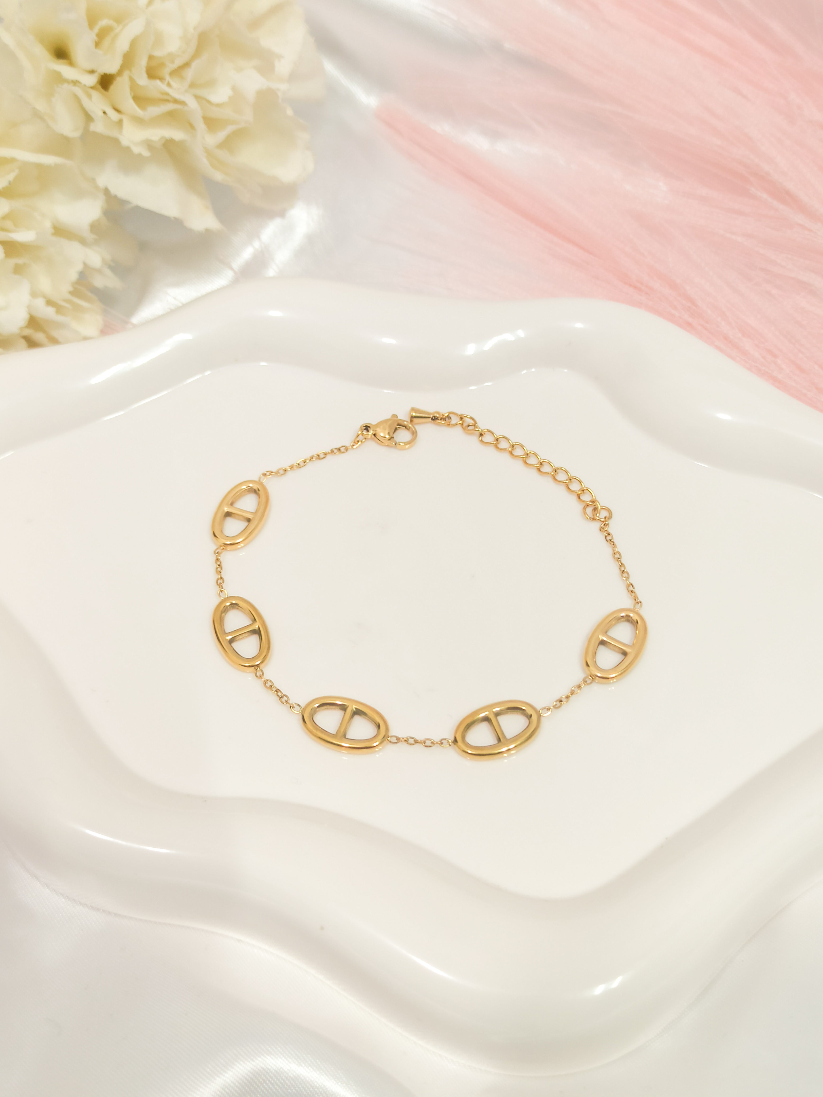 Bracelet breloque maille marine ~acier inoxydable~