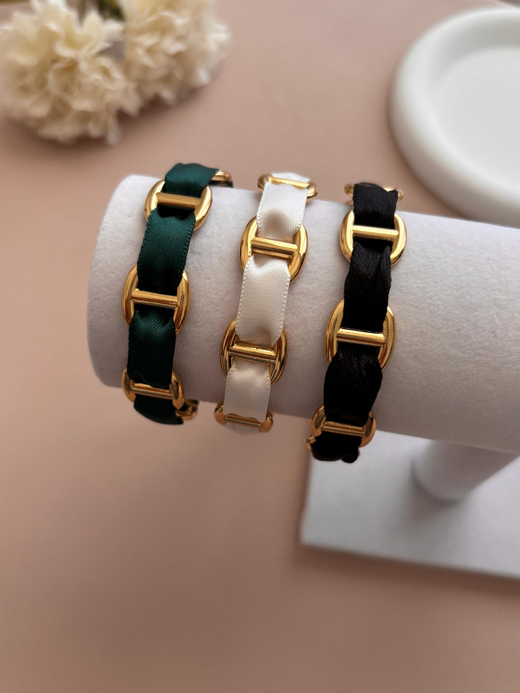 Trio de Joncs Maille Marine avec Ruban – Combinaisons de Couleurs