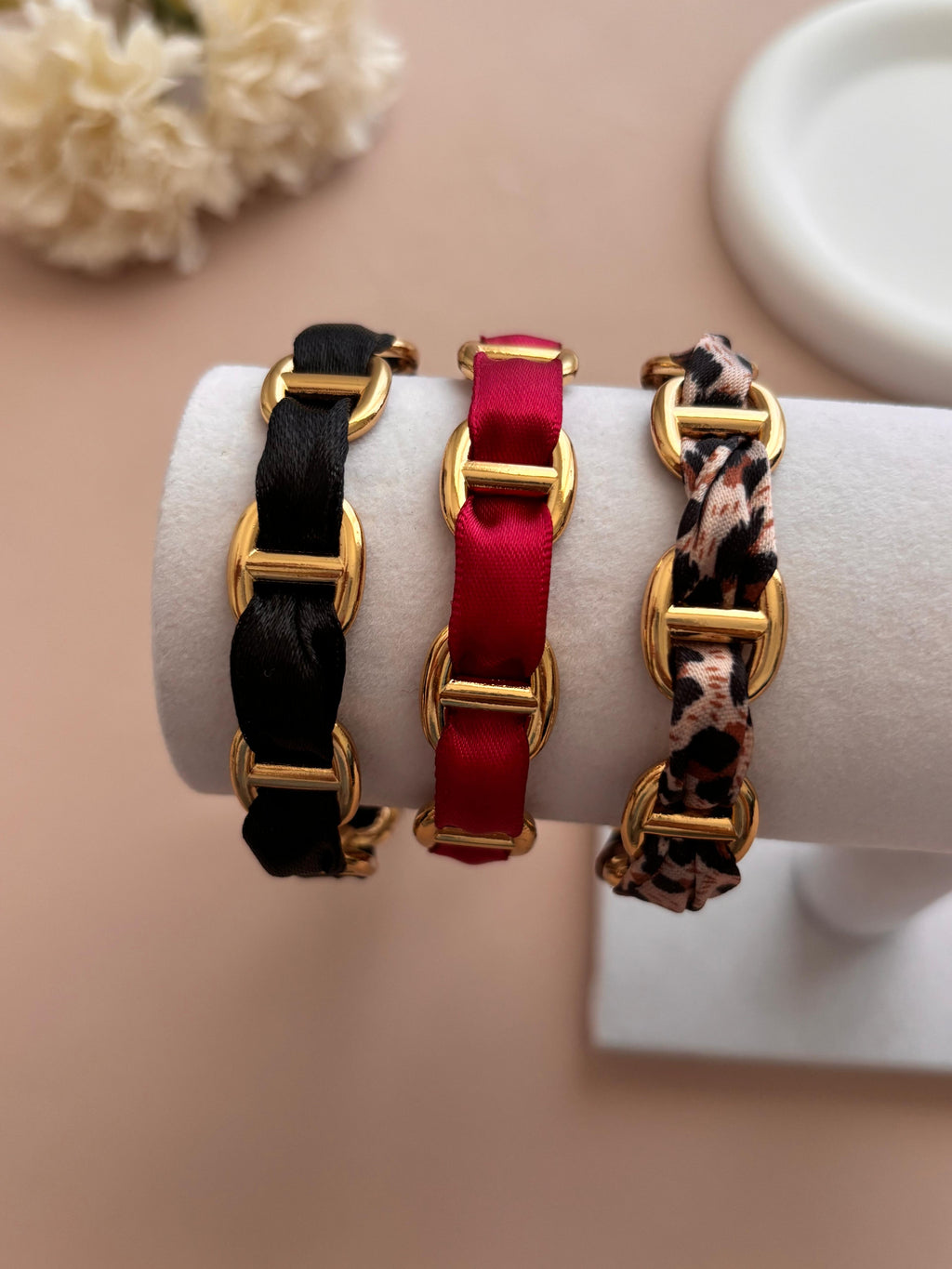 Trio de Joncs Maille Marine avec Ruban – Combinaisons de Couleurs