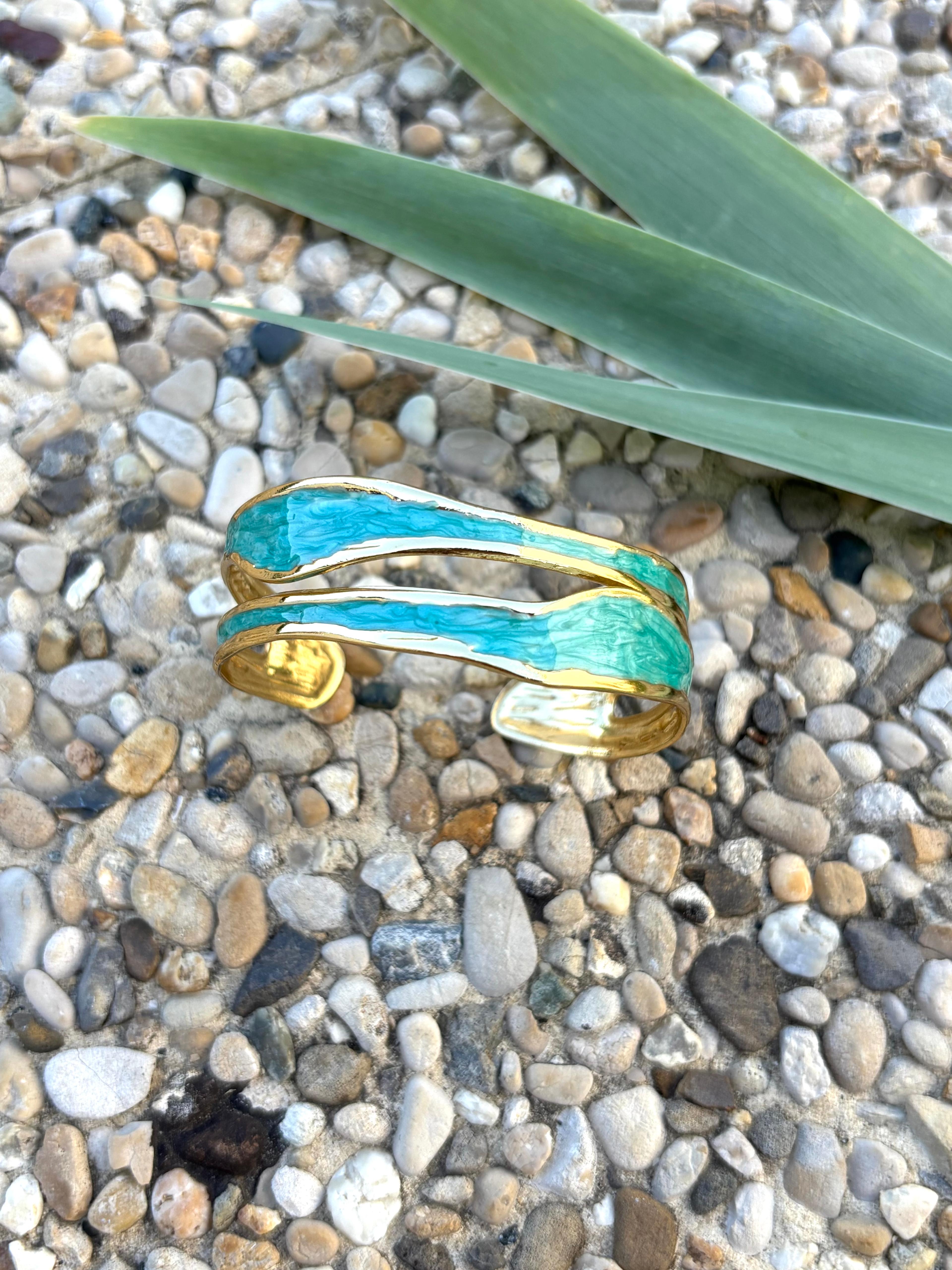 Bracelet émaillé bleu turquoise