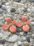 Boucles d’oreilles fleur émaillé orange