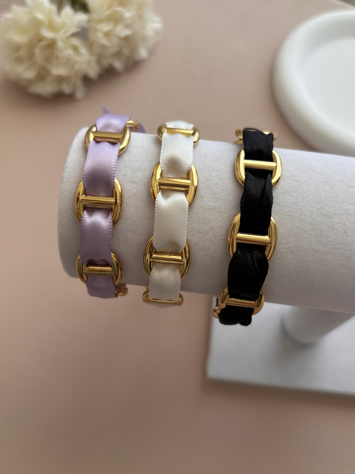 Trio de Joncs Maille Marine avec Ruban – Combinaisons de Couleurs