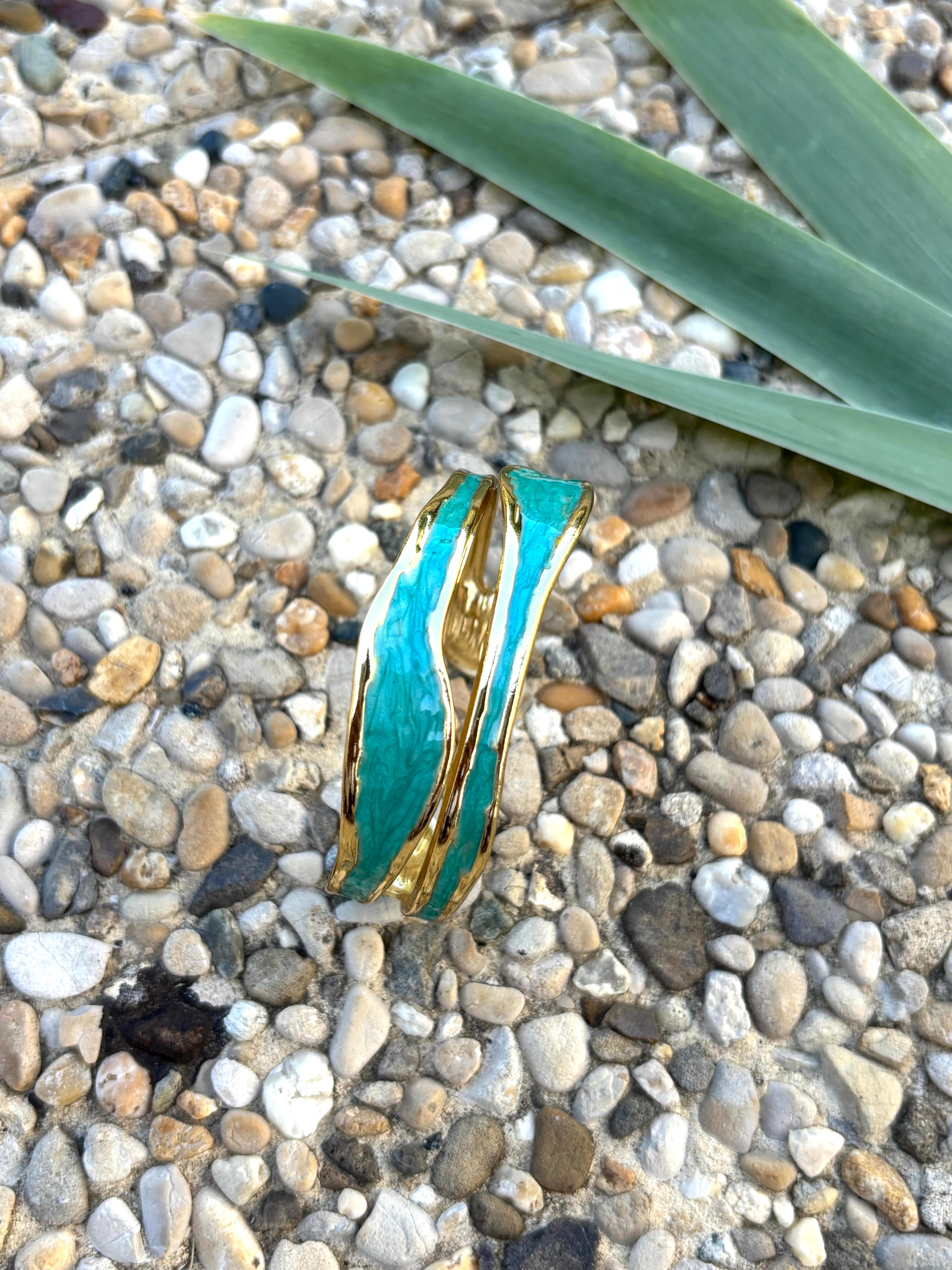 Bracelet émaillé bleu turquoise