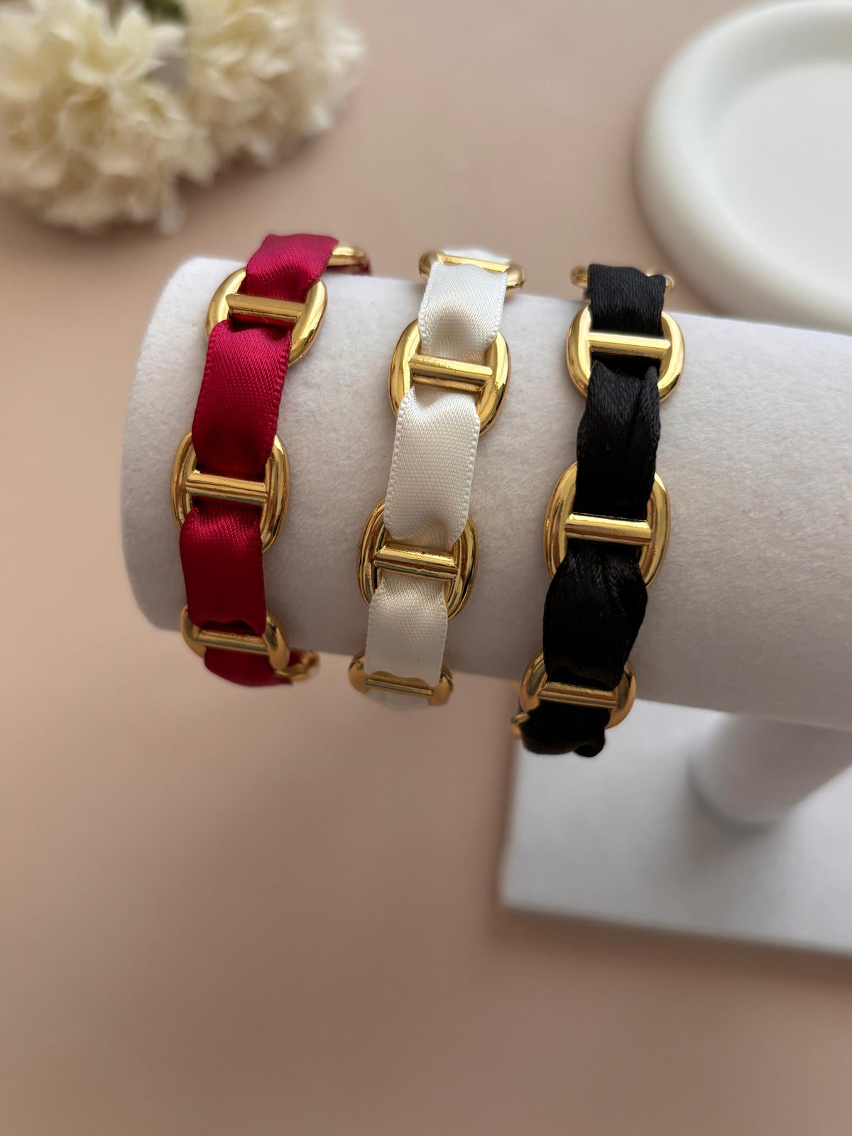 Trio de Joncs Maille Marine avec Ruban – Combinaisons de Couleurs
